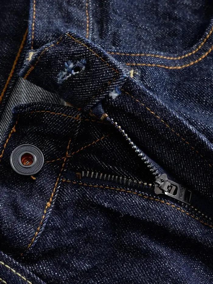 Jean en Denim à lisière rouge lourde pour hommes, pantalon droit ample de haute qualité, une lavage,