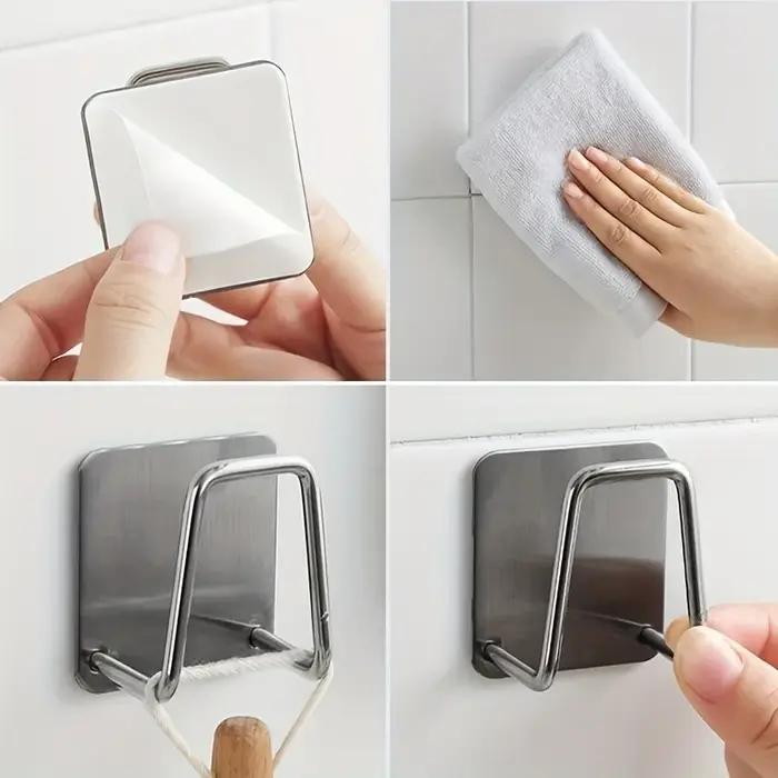 Porte-éponge en acier inoxydable mural pour évier conception sans perçage pour rangement éponges et outils cuisine occasions quotidiennes et festives