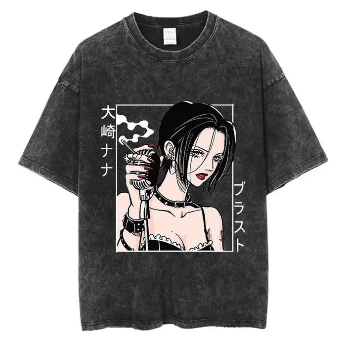 Anime japonais Nana Osaki imprimé Vintage lavé T-Shirt Harajuku Streetwear graphique T-Shirt été à m
