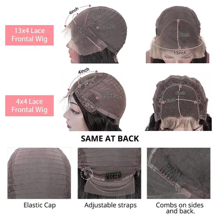 Perruque Courte Bob 13x4 HD Lace Front Ondulée Bouclée 230% Densité, Cheveux Humains Brésiliens 100%