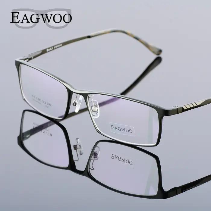 Eagwoo aluminium hommes large visage lunettes de Prescription jante complète cadre optique affaires