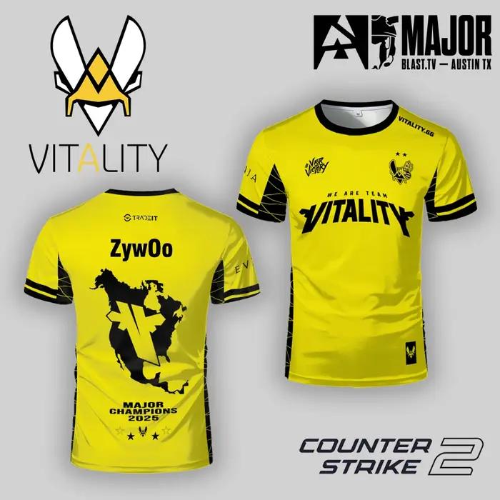 2025 CS2 Austin Major Team Vitality Uniforme commémoratif Fan Jersey ZywOo Formation T-shirt respira