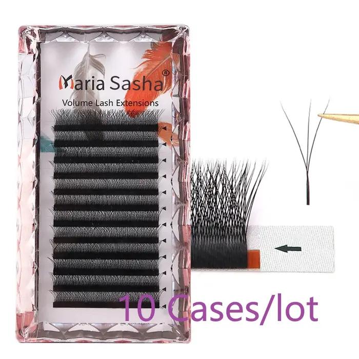 MARIA 10 étuis 3D W marque privée en gros grappes de cils russes facile ventilateur Volume Extension