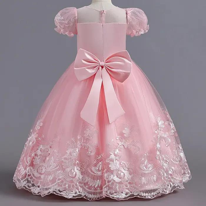 Robe de princesse en dentelle brodée pour filles, robe d'anniversaire pour enfants, haute qualité, t
