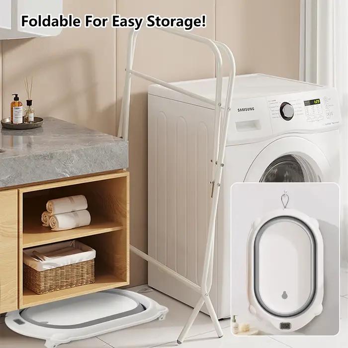 Baignoire bébé 3 en 1 avec support, baignoire pliable pour bébé de la naissance à la petite enfance