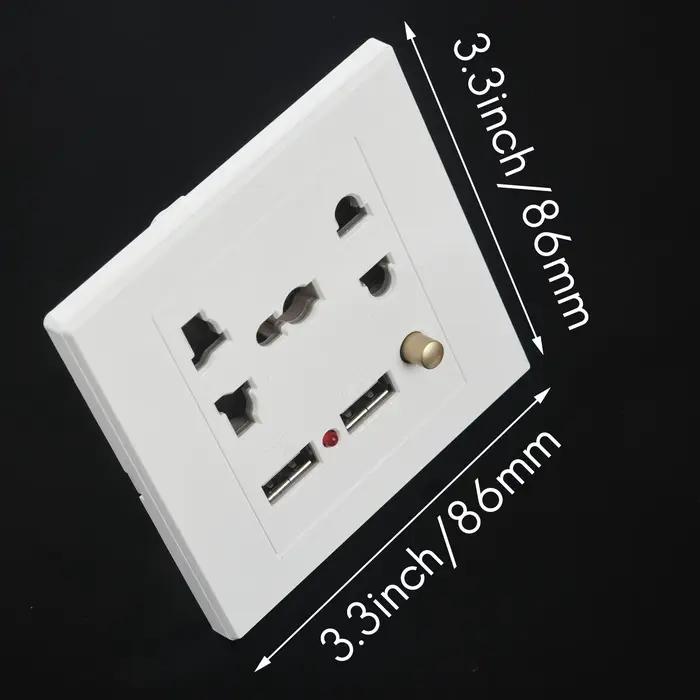Adaptateur de prise de chargeur mural USB pour touristes, panneau de prise de courant, interrupteur