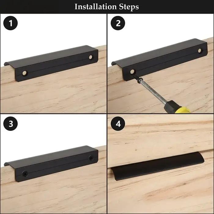 Poignees de porte caches en alu noir doré bord de doigt poignee dissimulee longues poignees de meubles quincaillerie elegance maison occasions speciales
