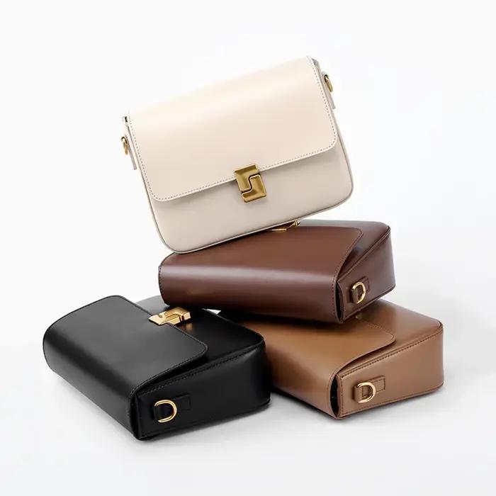 Sac à main décontracté en croûte de cuir pour femmes, sac sous les bras pour dames, sac à bandoulièr