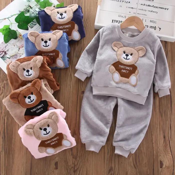 Nouveau hiver bébé filles garçons Homewear ensembles automne mode flanelle polaire vêtements enfants