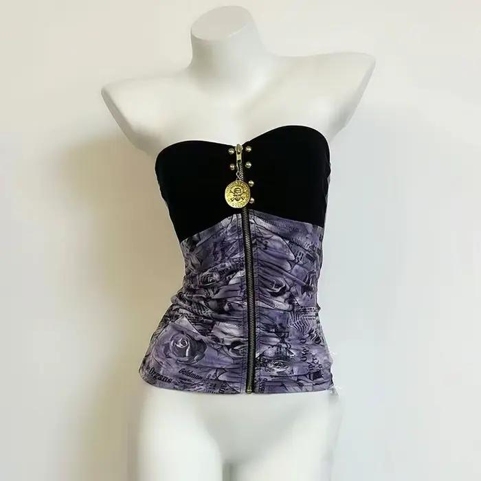Rétro Hottie Slim bretelles gilets sous-culture américaine léopard couture débardeurs Punk Harajuku