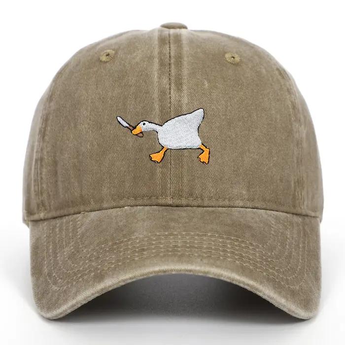 Casquette de baseball brodée avec motif d'oie pour hommes et femmes, casquette en bec de canard de s