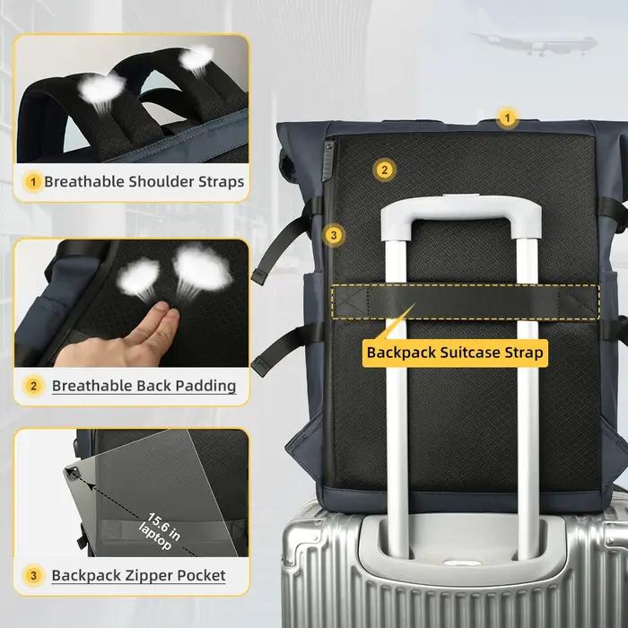 HK grand sac à dos pour ordinateur portable 15.6 pouces hommes sac à dos de voyage antivol pour affa