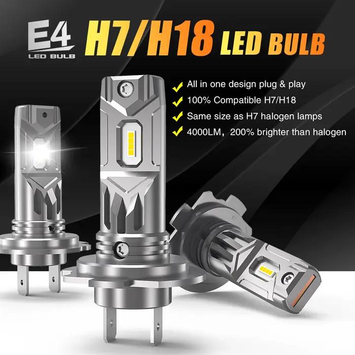 2 phares H7 Led Canbus sans erreur 360 ° Ampoules de voiture 12v 55w, lampes à Diode haute puissan