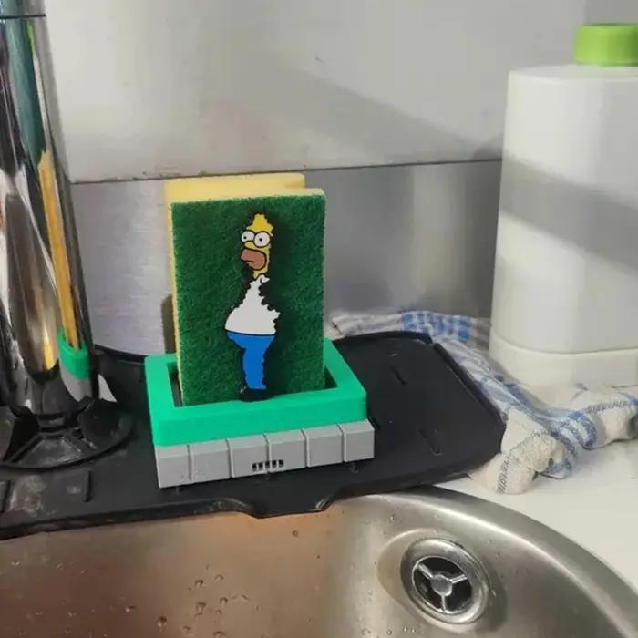 Porte-éponge Homer Simpson, accessoires de rangement de cuisine amusants