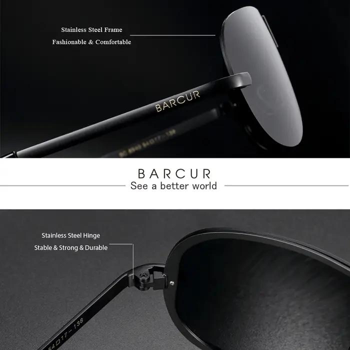 Lunettes de soleil noires polarisées BARCUR lunettes jaunes sans monture hommes conduite Vision noct