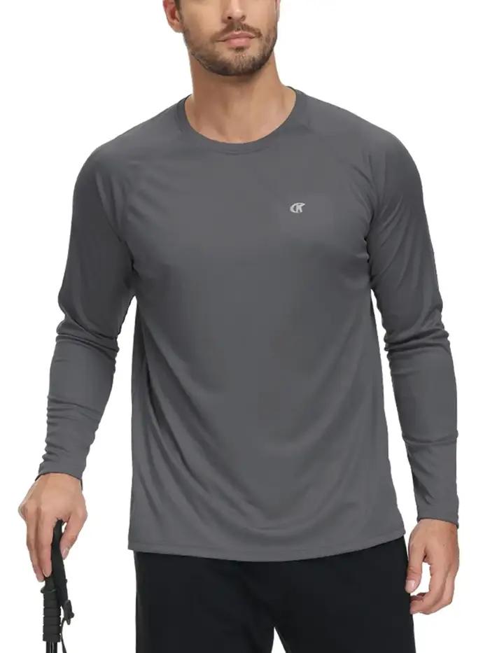 T-shirt à manches longues UPF 50+ pour hommes, haut respirant anti-UV, pull pour la pêche sportive,