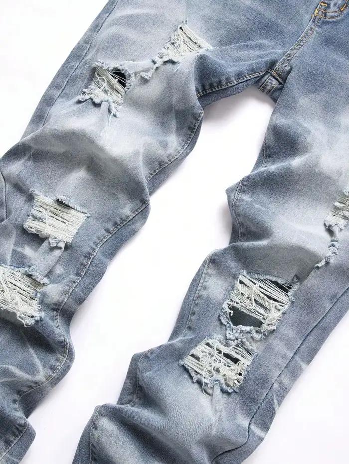 Mode hommes jean pantalon Stretch bleu jean moulant pour hommes décontracté coupe ajustée Denim pant