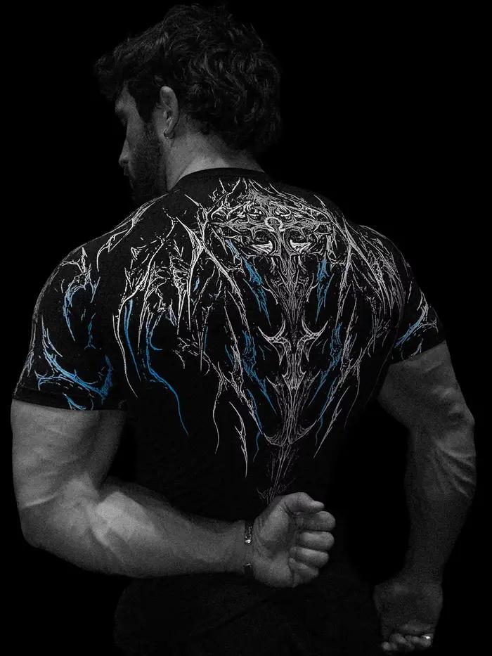 T-shirt de sport imprimé à compression à séchage rapide pour homme Dark Dragon Slayer, nouvelle coll