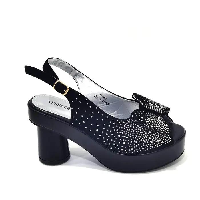 Talons Carrés avec Plateforme pour Femme, Ensemble de Chaussures et de Sacs Africains, Escarpins en