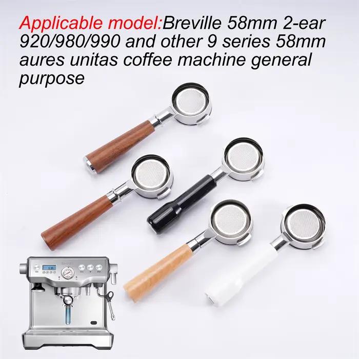 Portafiltre sans fond de 58mm Breville BES920/980/990 en acier inoxydable avec panier de 2 tasses po
