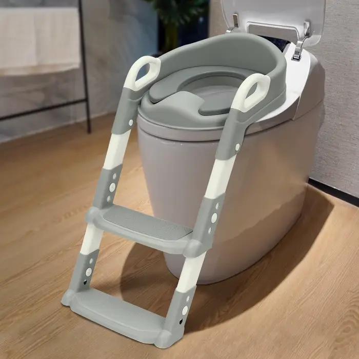 Siège de toilette pour enfant avec escalier - 6 niveaux de hauteur réglables, design antidérapant et