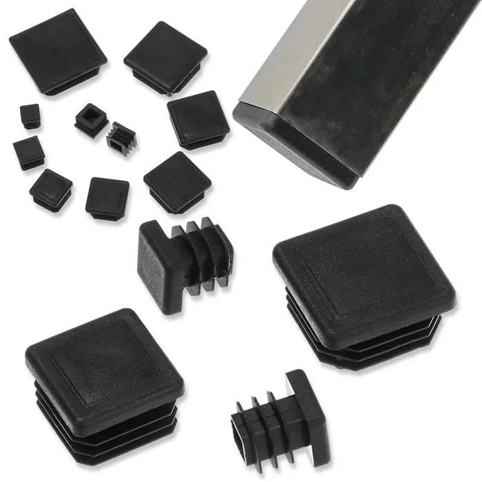 Embout obturateur carré en plastique noir, bouchon d'insertion de tube, bonde 15x15 ~ 60x60mm, 10 pi