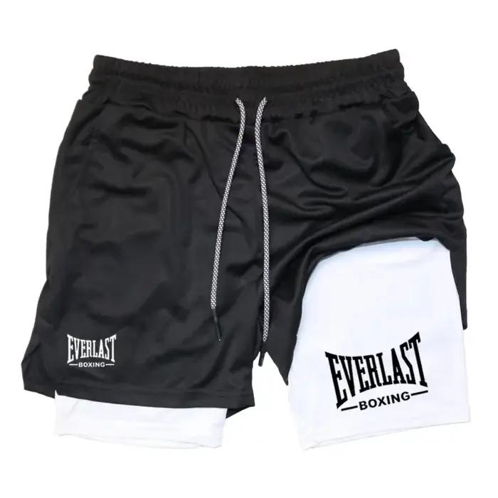 EVERLAST Short de sport ajusté pour homme, double couche, séchage rapide, pantalon de compression co