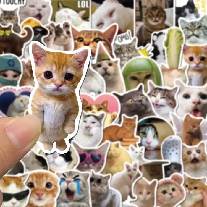 Autocollant esthétique en PVC Kawaii Love Cat pour enfants, décoration coréenne pour enfants, scrapb
