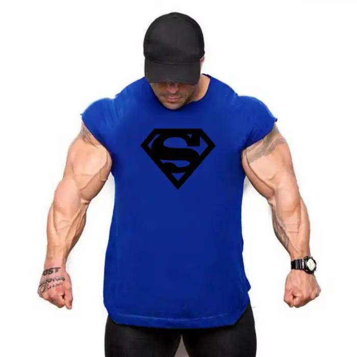 Maillot de sport en coton glacé pour homme, chemise en Y, haut de fitness, vêtements de musculation,