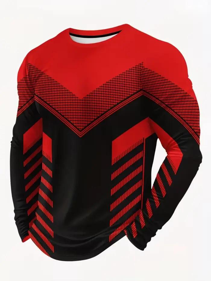 T-shirt vintage à manches longues pour homme, imprimé rayures, haut tendance printemps-automne, t-sh