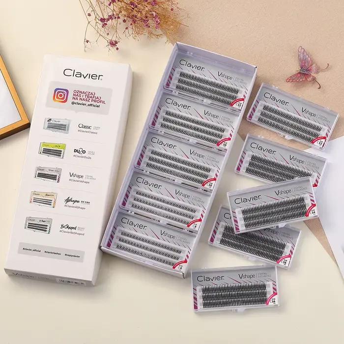 Clavier Vshape ensemble de cils aspect d'extension naturelle cils de type C 10 boîtes par ensemble m