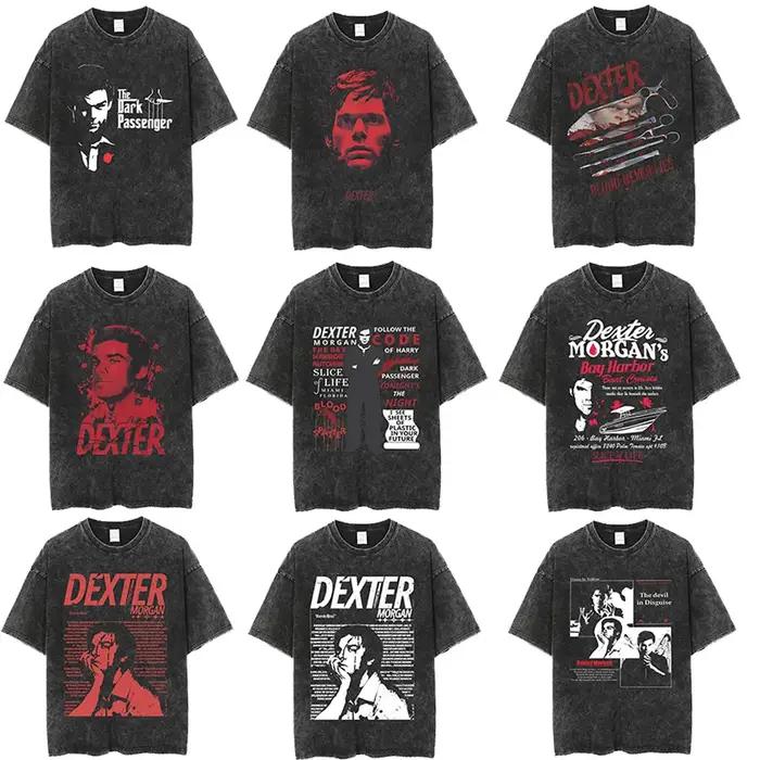 TV Play Dexter Morgan Lavé Vintage T-shirts Hommes Femmes Rétro Surdimensionné Manches Courtes T-shi