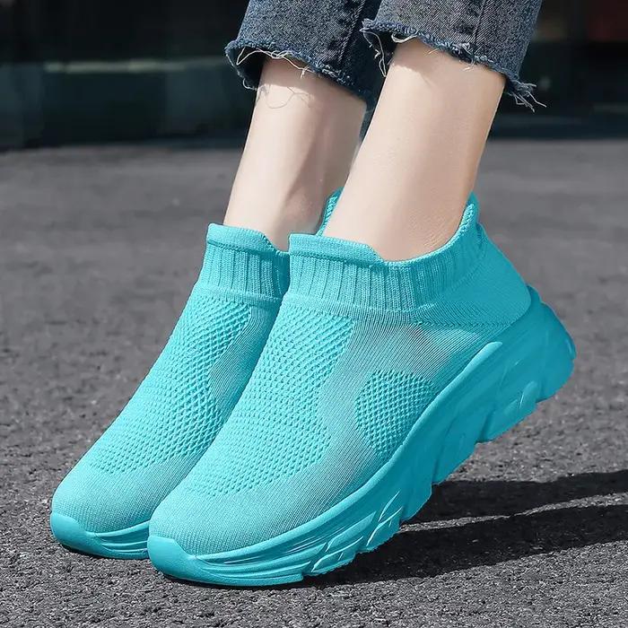 Baskets respirantes à enfiler pour hommes et femmes, chaussures de jogging, chaussettes légères, bas