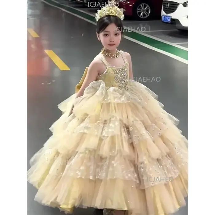 Nouvelle Robe de Princesse Formelle pour Filles, Tenue de Fête d'Anniversaire pour Enfants, Robe de