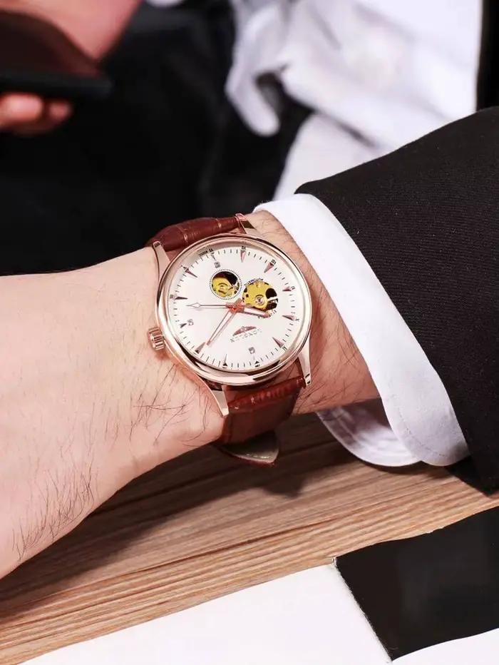 LONGLUX montre automatique style élégant en gros montres mécaniques squelette rome étanche montre po