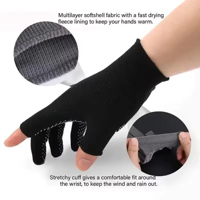 Gants en Nylon pour écran tactile pour hommes et femmes, antidérapants, respirants, demi-doigt, pour
