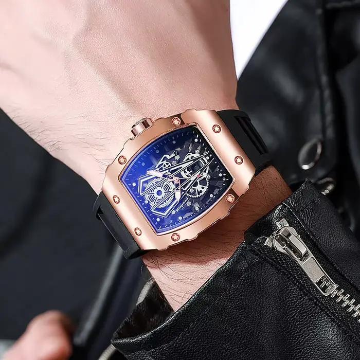 1/2 pièces de luxe grand cadran hommes montre à Quartz décontracté bracelet en Silicone hommes montr
