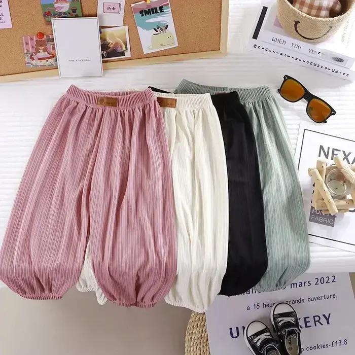 Pantalon d'été fin et respirant pour enfants, couleur bonbon contre les moustiques, pour garçons et