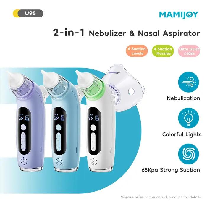 Aspirateur nasal électrique MAMIJOY 2 en 1 avec nébuliseur - 6 modes d'aspiration pour bébé et nettoyeur de nez U95