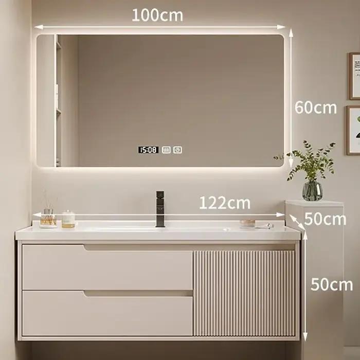 Miroir étroit blanc armoires de salle de bain placard de rangement lavabo intelligent armoires de sa