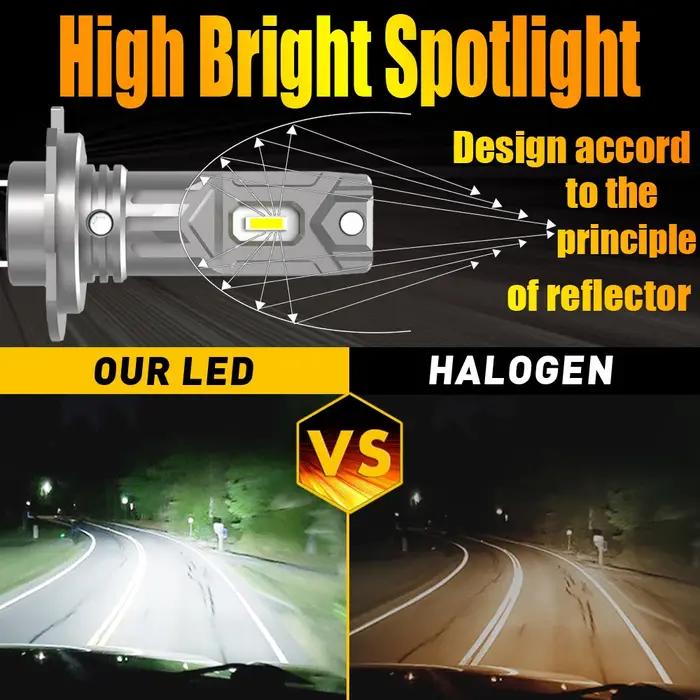 2 phares H7 Led Canbus sans erreur 360 ° Ampoules de voiture 12v 55w, lampes à Diode haute puissan