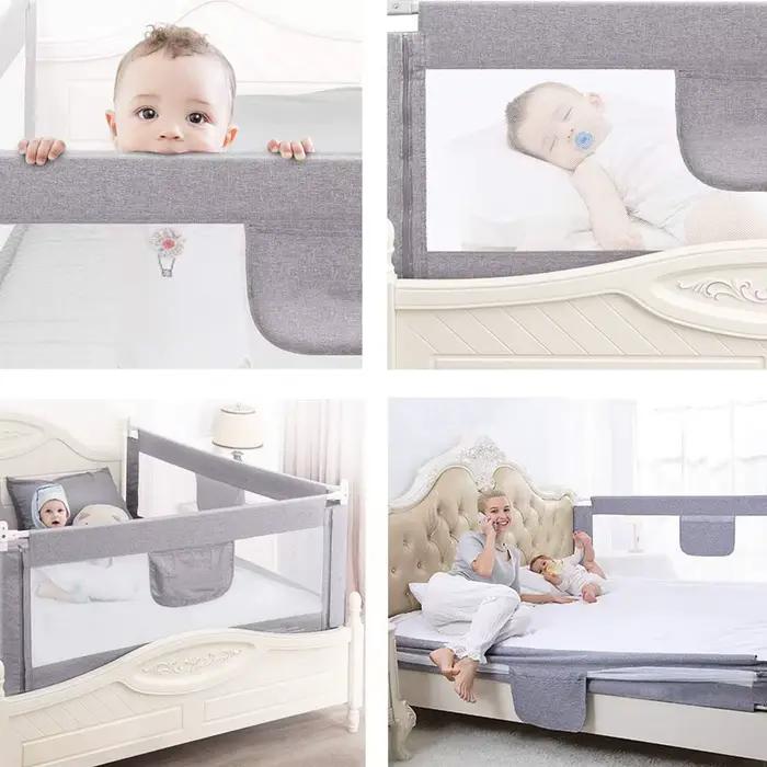 Barrière de Lit Extra-Large de 150 / 180 / 200 cm Protection de Lit pour Tout-Petit Accessoire de Ch