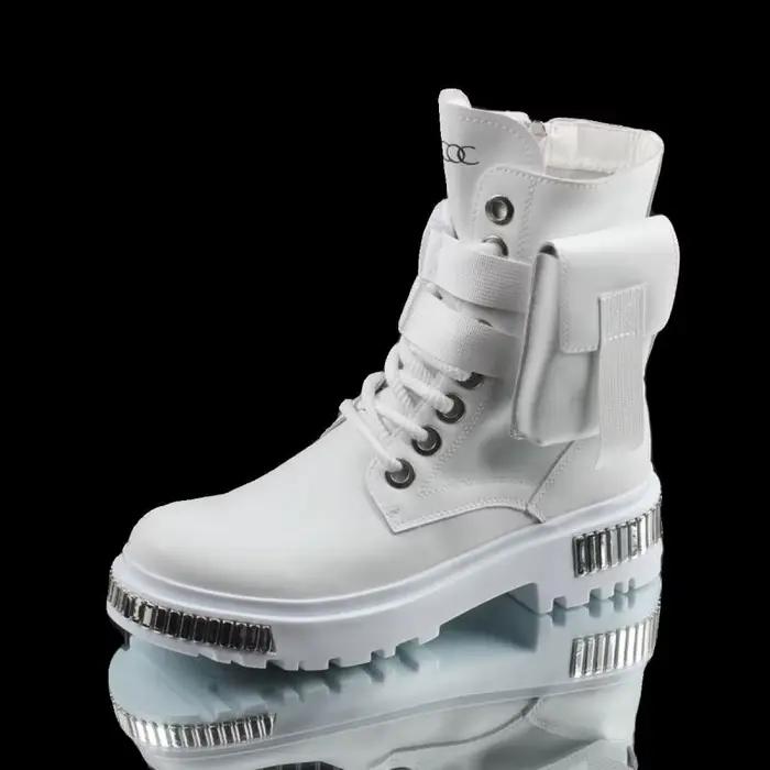 Bottes de moto britanniques à l'offre elles épaisses pour hommes, haut, blanc, velours, moyen, chaud