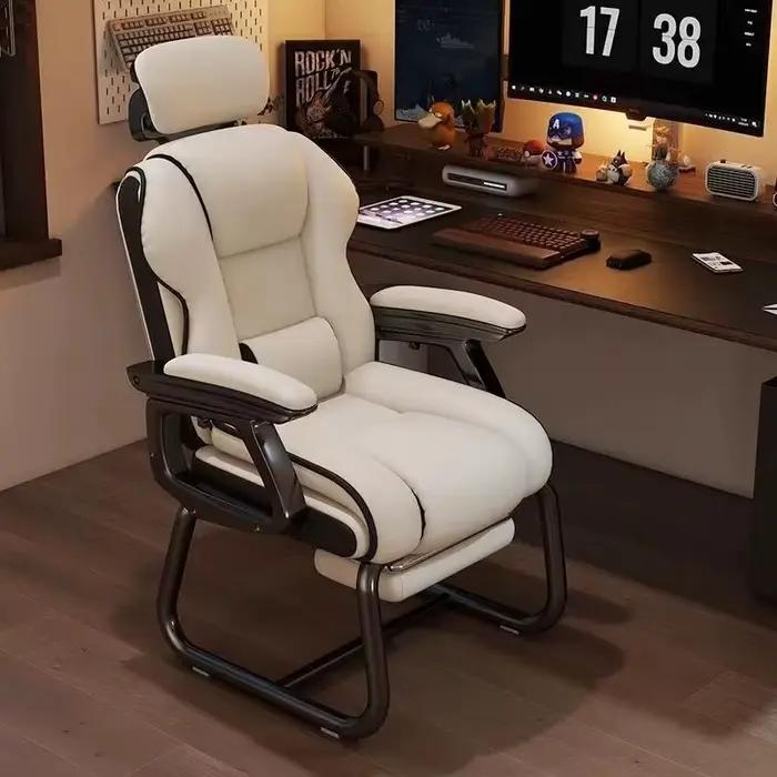 Chaise de bureau ergonomique avec appui-tête réglable siège en latex fonction inclinable et accoudoirs liés pour hommes et femmes occasions de travail et cadeaux