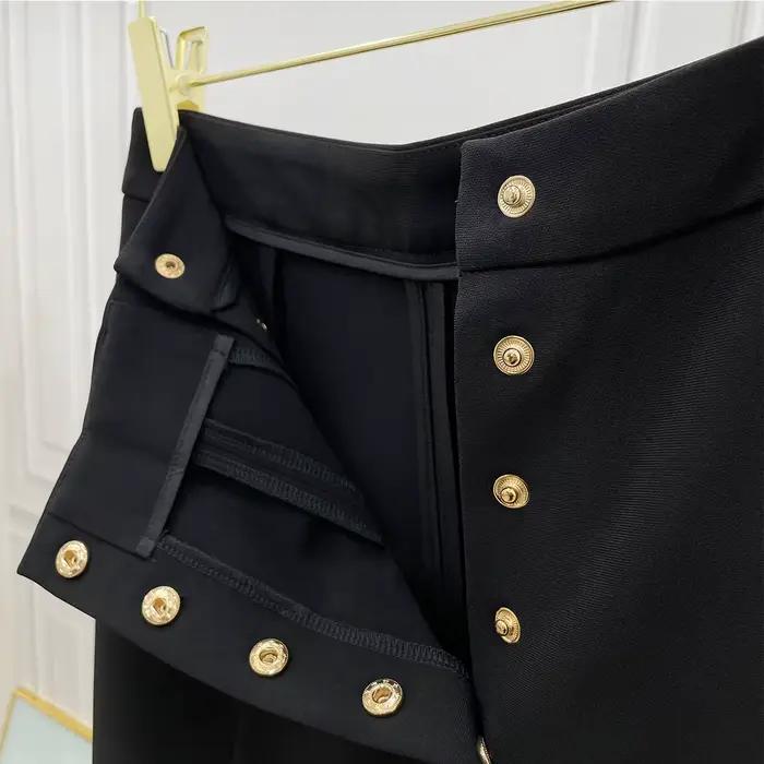 FJM-Tube droit taille haute pour femme, jambe large, mince et drapé, imbibé, haut de gamme, printemp