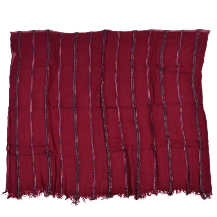 Écharpe en lin de coton rayé pour hommes, écharpes chaudes, gland court, châle Pashmina, accessoires