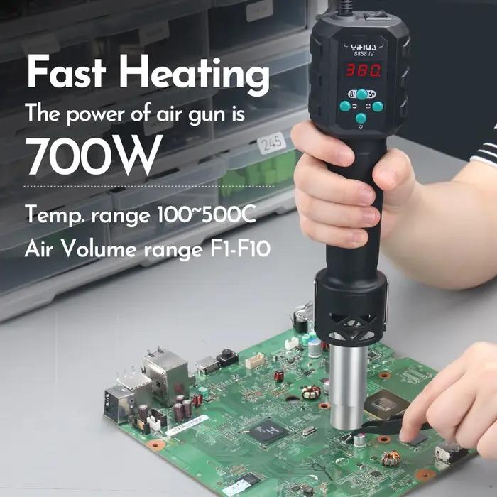 YIHUA-Micro odorà air chaud C/F, température couvertes 8858IV 700W, station de soudage, expédi, LCD,