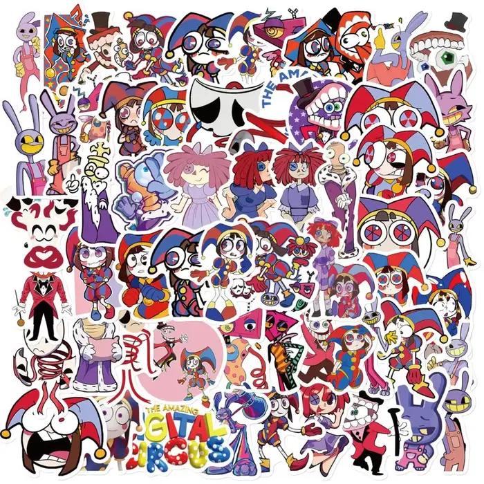 50 pièces mignon l'incroyable cirque numérique autocollants Kawaii dessin animé décalcomanies ordina