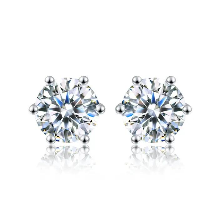 DW 0.1ct-2ct D couleur certifié Moissanite boucles d'oreilles laboratoire créé diamant 925 en argent