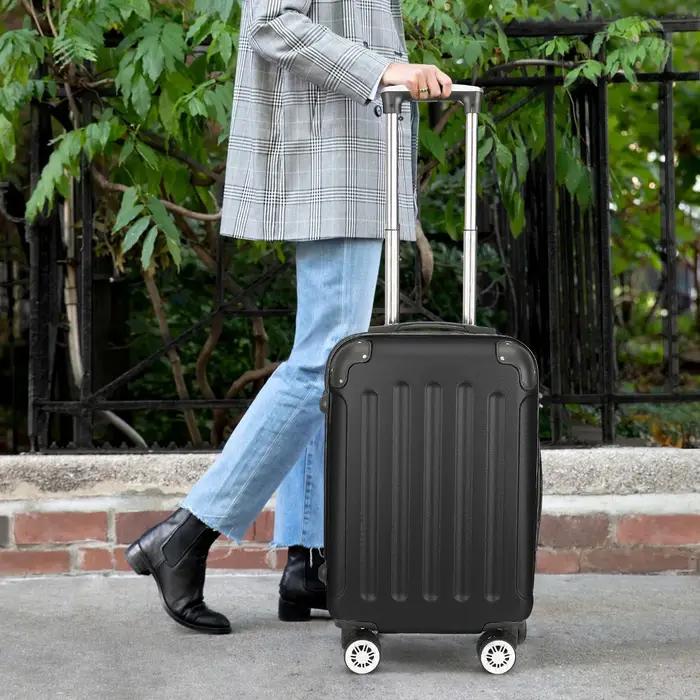Superaly Ensemble de bagages noir 3 pièces, avec serrure à code, ensemble de valises en ABS, avec ro